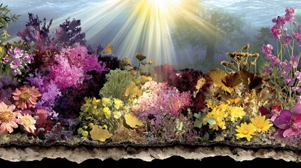 Underwater Coral Reef Scene with Sunlight Beams
