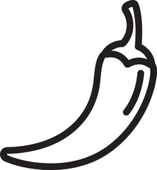 Simple outline drawing of a chili pepper for food and cooking graphics