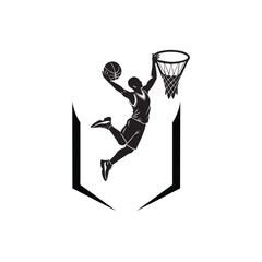 Illustration of basketball player movements with simple background colors