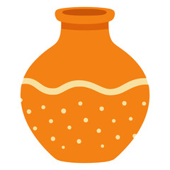 orange flower vase ceramic flat color vector illustration template design