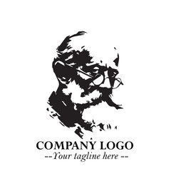 Naklejka premium Classic Old Man Logo Symbol in Black on White Background with Vintage and Minimalist Design