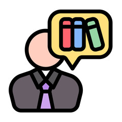 literacy sources icon with flat line style