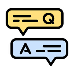 questions and answers icon with flat line style