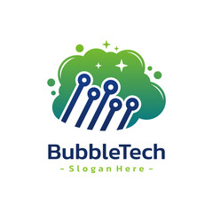 Bubble Tech Logo Template Design. Cleaning service logotype icon. Vector illustration isolated