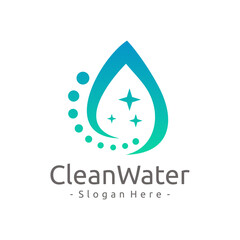 Clean Water Logo Vector Design Template. Professional and refreshing look, ideal for water purification, cleaning services, eco-friendly brands, or sanitation companies.