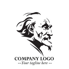 Classic Old Man Logo Symbol in Black on White Background with Vintage and Minimalist Design