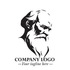 Classic Old Man Logo Symbol in Black on White Background with Vintage and Minimalist Design