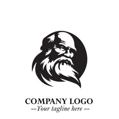 Classic Old Man Logo Symbol in Black on White Background with Vintage and Minimalist Design