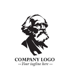 Classic Old Man Logo Symbol in Black on White Background with Vintage and Minimalist Design