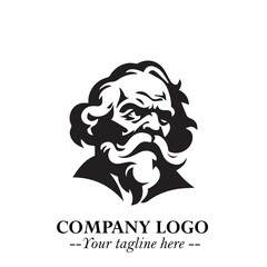 Classic Old Man Logo Symbol in Black on White Background with Vintage and Minimalist Design