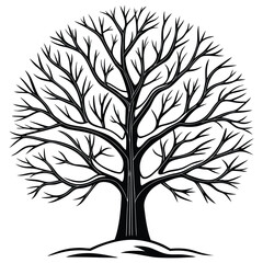 A black silhouette of a snow-covered tree