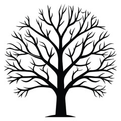 A black silhouette of a snow-covered tree