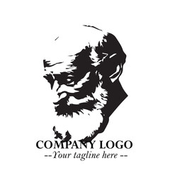 Classic Old Man Logo Symbol in Black on White Background with Vintage and Minimalist Design