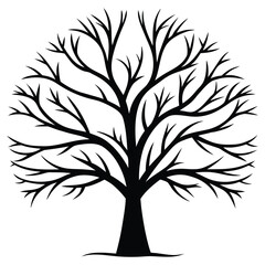A black silhouette of a snow-covered tree