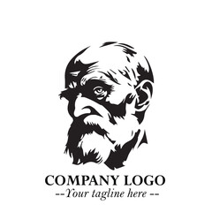 Classic Old Man Logo Symbol in Black on White Background with Vintage and Minimalist Design