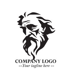 Classic Old Man Logo Symbol in Black on White Background with Vintage and Minimalist Design