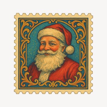 Vintage Santa Claus stamp illustration.
