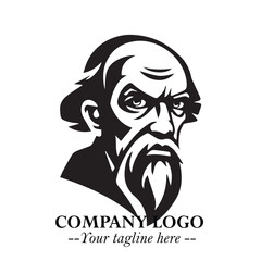 Classic Old Man Logo Symbol in Black on White Background with Vintage and Minimalist Design