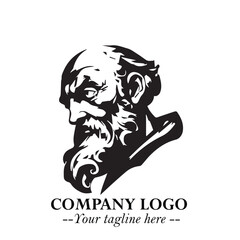 Classic Old Man Logo Symbol in Black on White Background with Vintage and Minimalist Design