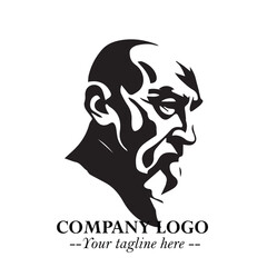 Classic Old Man Logo Symbol in Black on White Background with Vintage and Minimalist Design