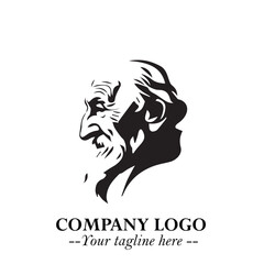 Classic Old Man Logo Symbol in Black on White Background with Vintage and Minimalist Design