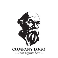 Classic Old Man Logo Symbol in Black on White Background with Vintage and Minimalist Design