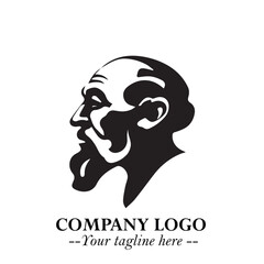 Classic Old Man Logo Symbol in Black on White Background with Vintage and Minimalist Design
