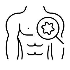 male breast cancer icon with thin style
