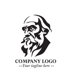 Classic Old Man Logo Symbol in Black on White Background with Vintage and Minimalist Design