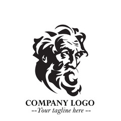 Classic Old Man Logo Symbol in Black on White Background with Vintage and Minimalist Design