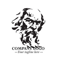 Classic Old Man Logo Symbol in Black on White Background with Vintage and Minimalist Design