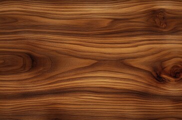Obraz premium Close-up view of smooth polished wooden surface with natural grain patterns and knots in warm brown tones
