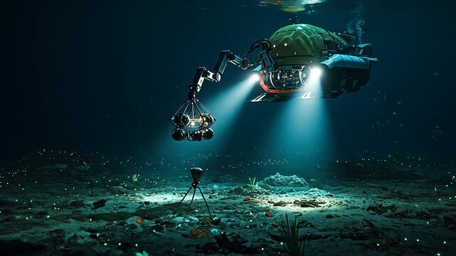 Underwater exploration of the deep sea with advanced technology.