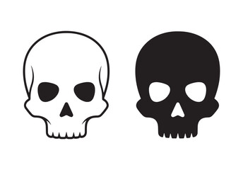 Fototapeta premium Two skulls one black one white symbolizing contrast and duality