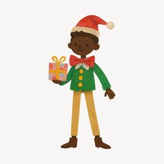 Festive child holding gift