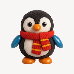 Cute penguin with red scarf