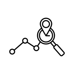 Black route tracking icon, simple 2 pins searching flat design vector pictogram, Destination vector icon isolated on white background,

