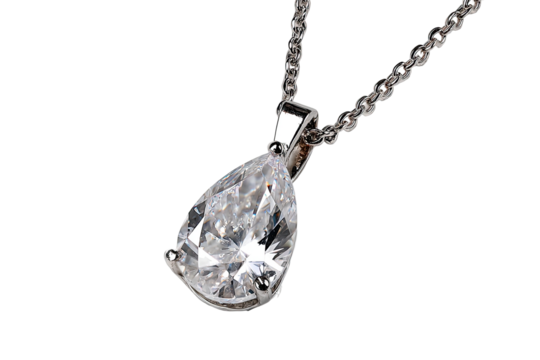 Pear-shaped diamond pendant on chain