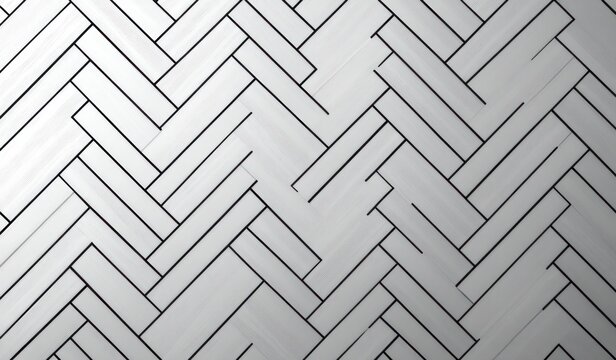 close-up of white wooden herringbone pattern floor with visible grain and shadows creating a geometric repeating design