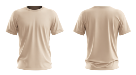Beige t-shirt, front and back views