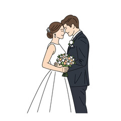 Tender Embrace of a Happy Wedding Couple