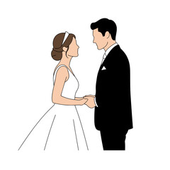 Tender Embrace of a Happy Wedding Couple