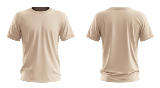 Beige t-shirt, front and back views