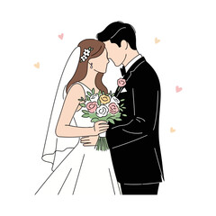 Tender Embrace of a Happy Wedding Couple