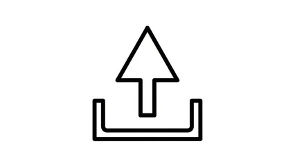 A clean, minimalistic outline icon representing the action of uploading data or files, typically used in digital interfaces for indicating an upload process or function