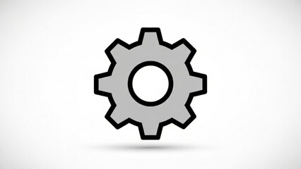 Fototapeta premium A detailed close-up illustration of a single gray cogwheel, a universal symbol for mechanics, industry, and settings, presented against a clean, light gray background