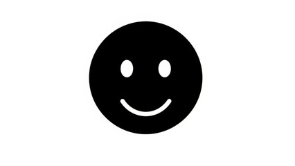 Simple black smiley face icon with a white background, representing happiness and positive emotions, perfect for various digital and print applications