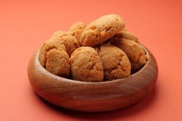 Indian cookies biscuit or sweet called goras or goraspak made with pure cow ghee  