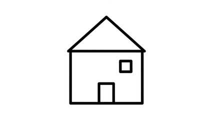 A simple black and white line drawing of a house with a door and a single window, representing home ownership and residential living