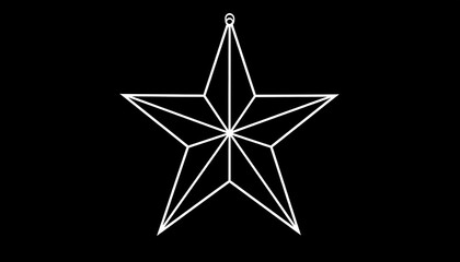 Obraz premium Simple white outline star against a solid black background